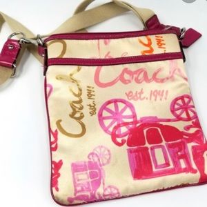 Coach horse and carriage sateen cross body bag